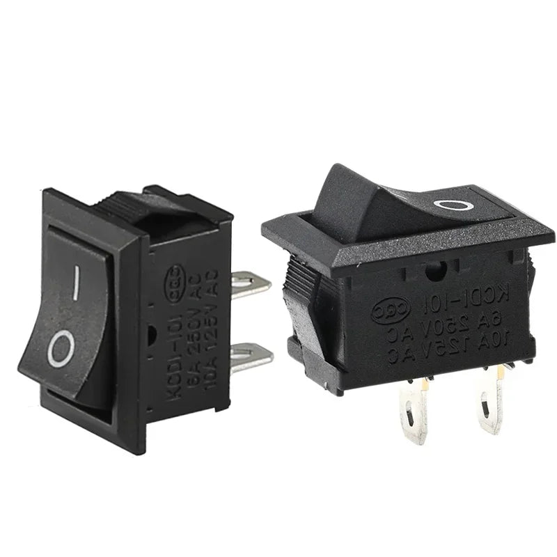 5/20/100PCS KCD1-101 6A 250V 10A 125V Rocker Switch 2 Pin Car Boat Switch ON/OFF Rocker Toggle Switch Black 15X21mm