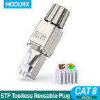 Hoolnx RJ45 Connector Toolless Free Tool CAT8 CAT7 CAT6A CAT6 Reusable Termination Plugs Shielded Ethernet Field Modular PLug