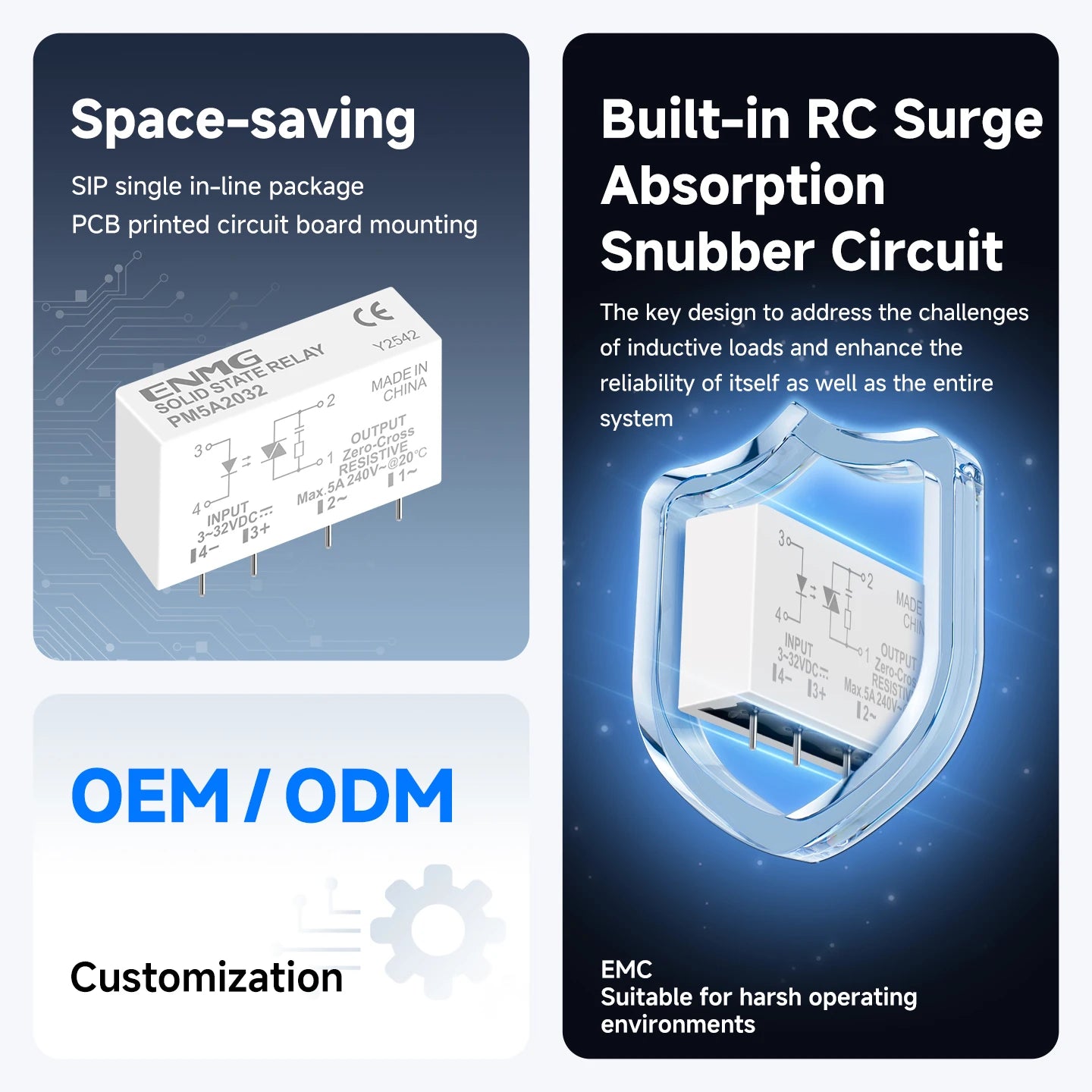 ENMG PCB Pin - Type Solid - State Relay PM5D  3 - 32Vdc Non - Contact, DC - DC Control (5A 24V Compatible)