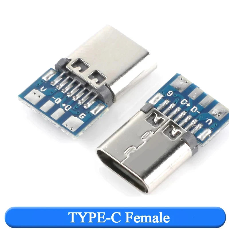 10Pcs USB 3.1 Type-C Connector 24 Pins Male / Female Socket Receptacle Adapter to Solder Wire & Cable 24 Pins Support PCB Board