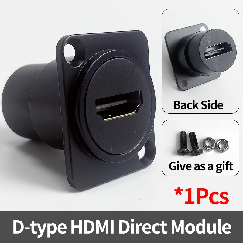 D-Type Panel Mount RJ45 Ethernet Socket – Shielded CAT5e / CAT6 Network Jack with Metal Housing for Industrial Enclosure