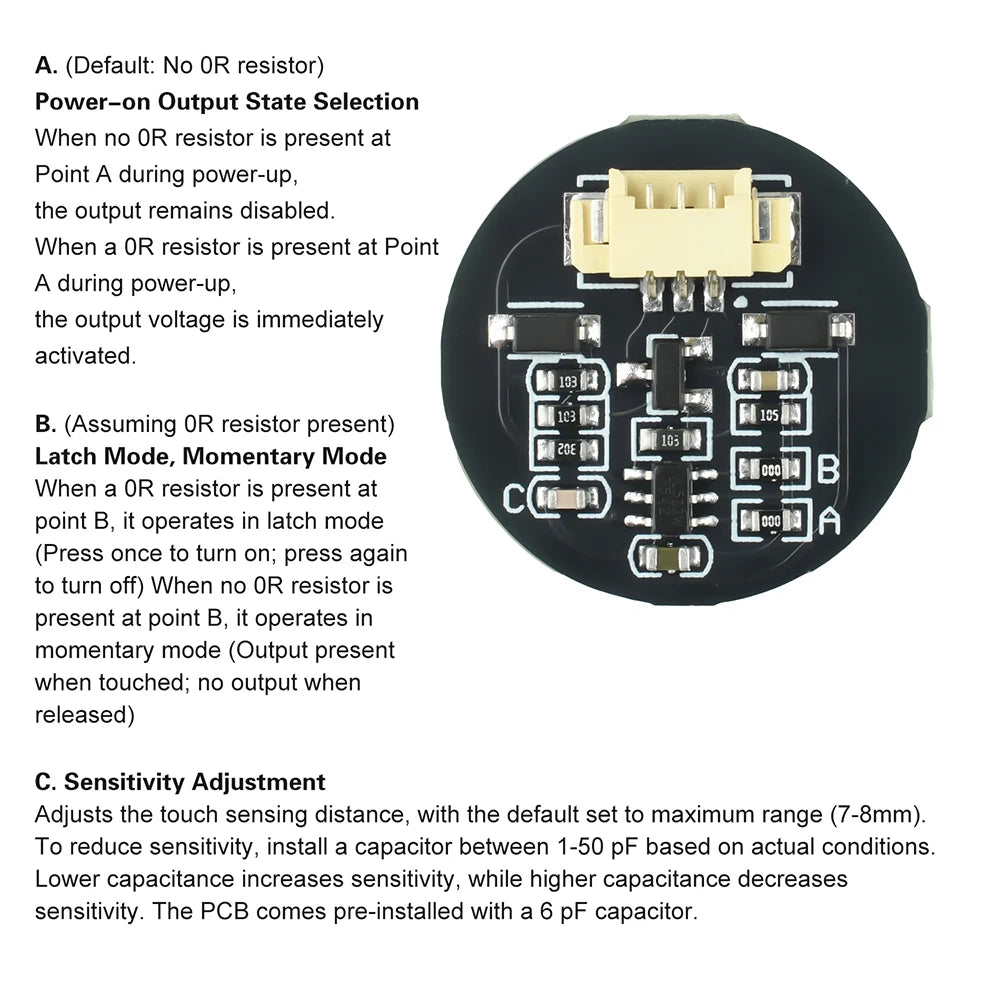 DC 3-24V Momentary/Latching Touch Sensor Switch Module JR223B Induction Capacitive Switch SI4164 MOSFET Led Light POWER Control