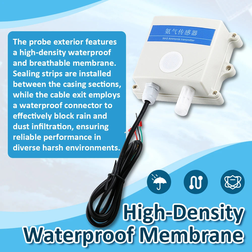 Ammonia Gas Sensor NH3 Concentration Detection High Precision Detector 20ppm 100ppm 500ppm Output RS485 4-20mA 0-5V 0-10V