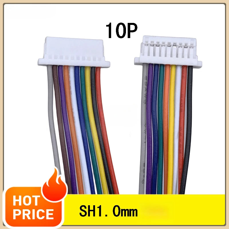 10Pcs JST SH Series 1.0mm Pitch Female Socket Terminal Plug Wire Connectors Set 2-12 Pin Options for Electronic Cables 28AWG