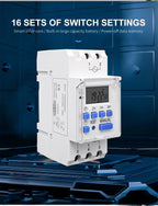 TOMZN AC 220V 230V 12V 24V 48V 16A 1NO 1NC Din Rail Single Phase Weekly 7 Days Programmable Digital TIME SWITCH Relay Timer