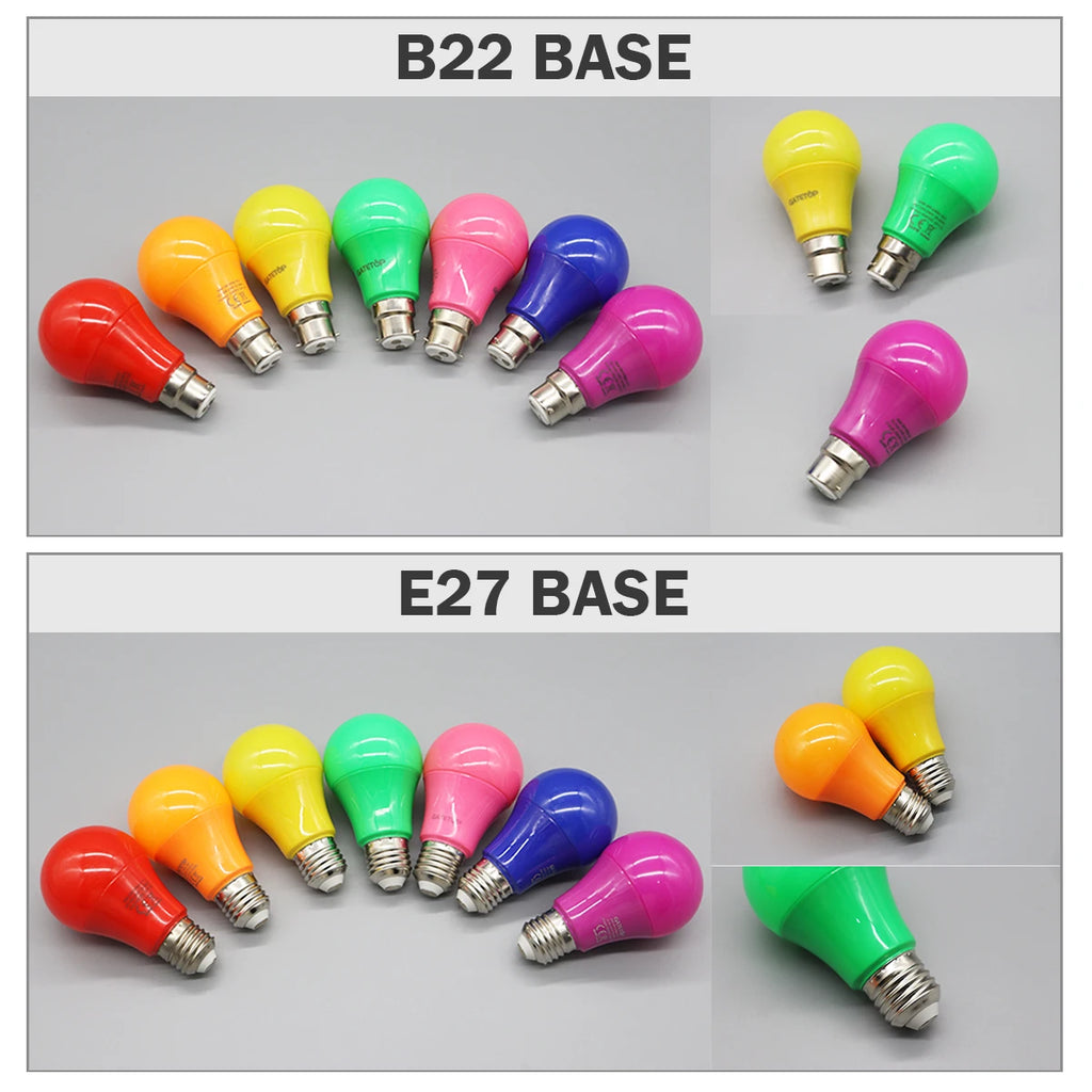 2-10pcs Colorful Bulb B22 E27 110V 220V Red Yellow Blue Green Pink Purple Orange Light Bulb Lamp for Home