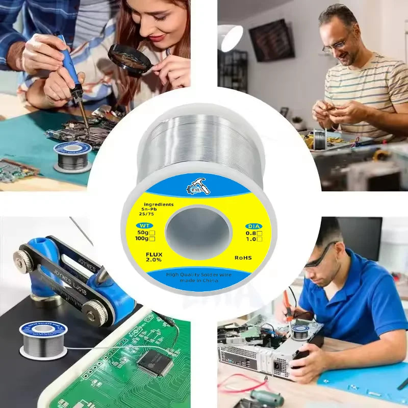 0.8/1.0mm 100g/200/500g Electronic Soldering Tin Wire Tin Melt Rosin Core Solder Soldering Wire Roll FLUX2.0% Low Temperature