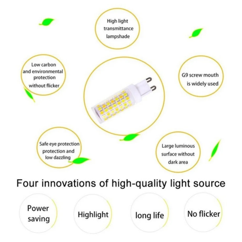 Brightest G9 LED Lamp AC220V 3W 5W 7W Ceramic SMD2835 LED Bulb Warm/Cool White Spotlight Replace Halogen Light Consignment
