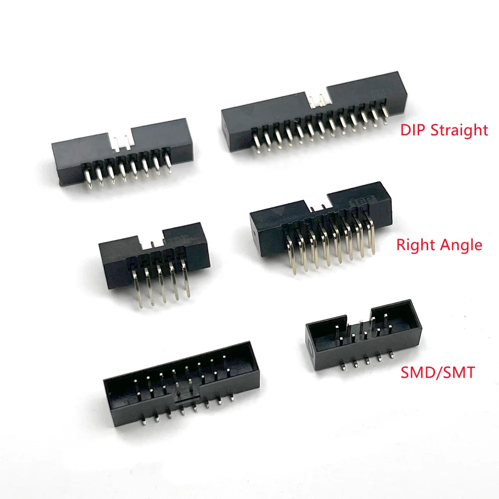 5Pcs DC3 Dual Row Male Connector PCB Header 1.27mm 2.0mm 2.54mm Pitch, Straight/RA/SMT Pin Header for Electronics(6-40 Pins)