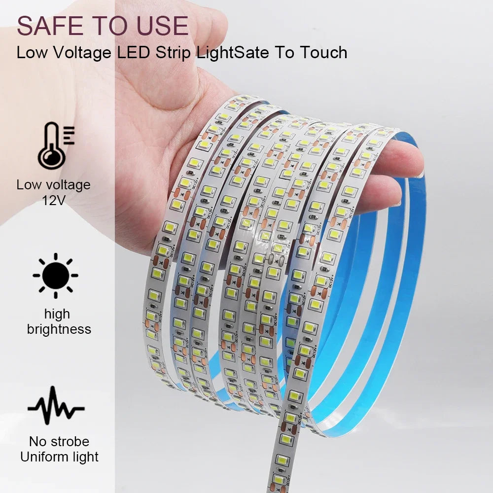 DC 12V LED Strip Light SMD 2835 120LEDs/m Red Green Blue Warm Cold White Home Decor Flexible Ribbon Tape Rope Linear Lighting