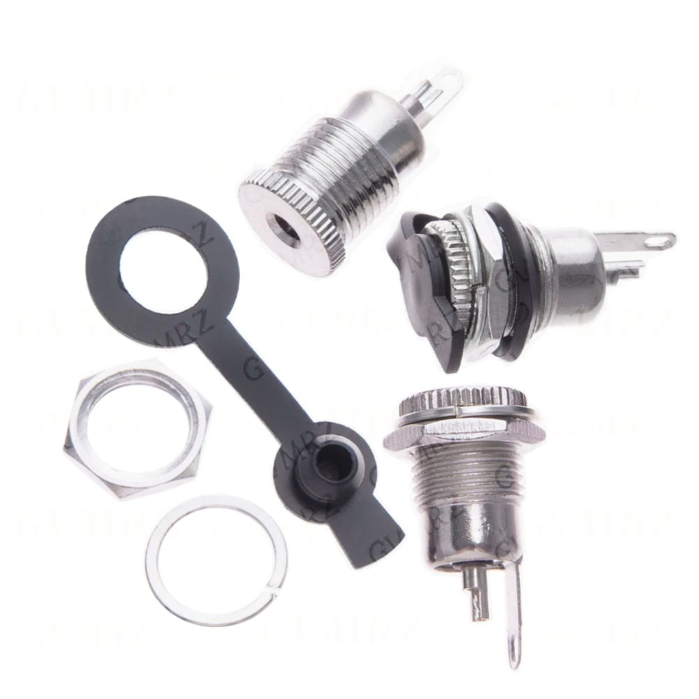 10pcs/LOT DC099 5.5 mm x 2.1mm DC Power Jack Socket Female Panel Mount Connector Metal DC-099 Open Hole 11MM 5.5*2.1 5.5*2.5