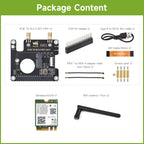 Waveshare PCIe To M.2 E KEY HAT for Raspberry Pi 5, Compatible With NGFF (M.2 E Key) Wireless NIC, Raspberry Pi 5 PCIe HAT