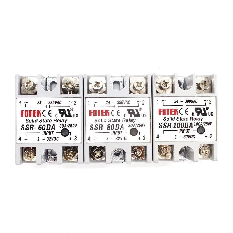 Solid State Relay 12v 24v SSR-60DA SSR-80DA SSR-100DA 60A 80A 100A 3-32V DC TO 24-380V AC SSR fuse for home applicance