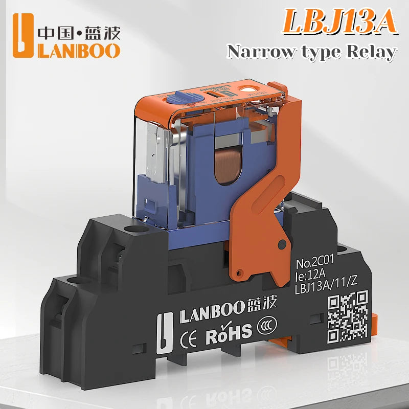 LANBOO J13A Series 5pin 8pin Intermediate Relay Auxiliary Relay 10A 12A 12V 24V 220V Custom Voltage with Test Wrench for Automot