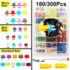 300/180/50Pcs Car Blade Fuse Assortment Kit Auto Truck Automotive Medium Small Mixed Motorcycle Circuit Fuse With Box 2A-35A