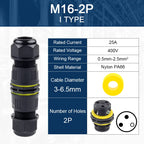 IP68 M16 Waterproof Connector,Electric Junction Box 2/3Pin Screw connection Solderless For 3-10mm Cable,Adapter terminal Outdoor