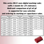CBB22 Metalized Polypropylene Film Capacitor Assortment Kit 100PF to 820nF 100V-630V Electronic Component for Circuit DIY Repair