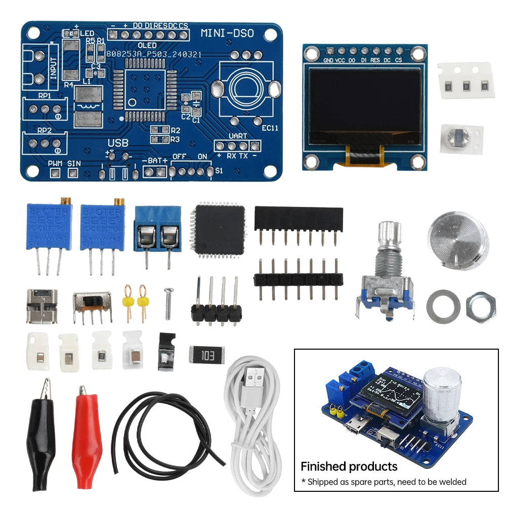 DIY Mini Digital Oscilloscope Kit STC8K8A Microcontroller Electronic Component  Soldering Practice Loose Kit