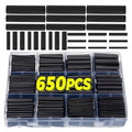 650PCS Heat Shrink Tubing Kits Black Electrical Wire Wrap Cable Sleeves Assortments for Insulation Protection