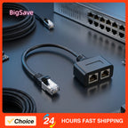 Portable RJ45 Ethernet Adapter Cable Extension 1 to 2 Port Excellent Connection Transmission Splitter Adapter for Home Office