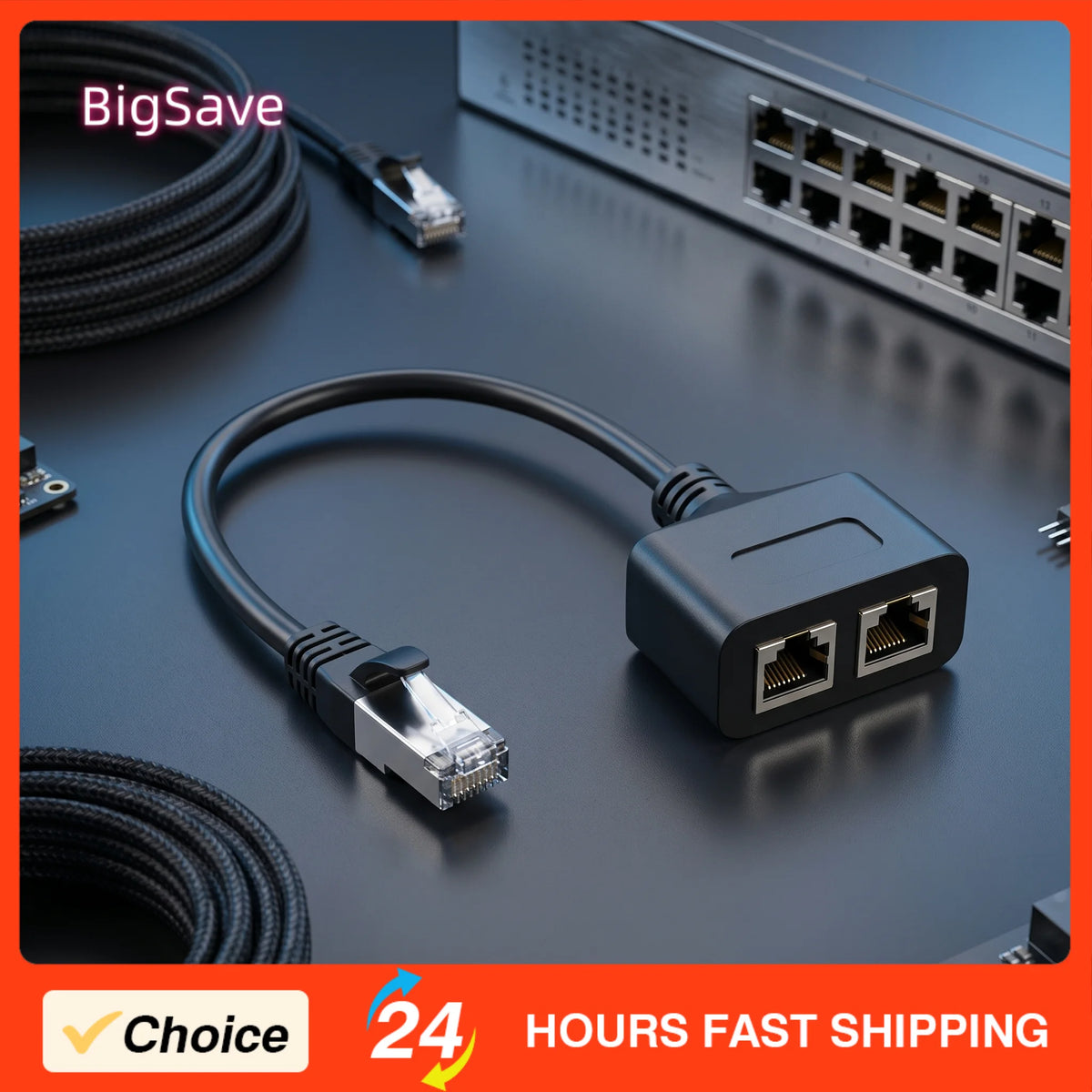 Portable RJ45 Ethernet Adapter Cable Extension 1 to 2 Port Excellent Connection Transmission Splitter Adapter for Home Office