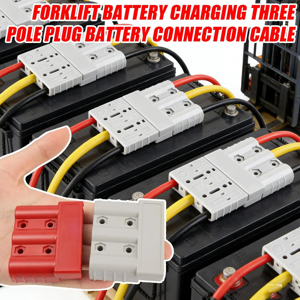 For Connector Plugs 50A Cable Kit Suitable for Anderson Plugs 50A Forklift Battery Charging 3-Pole Plug Battery Connection Cable