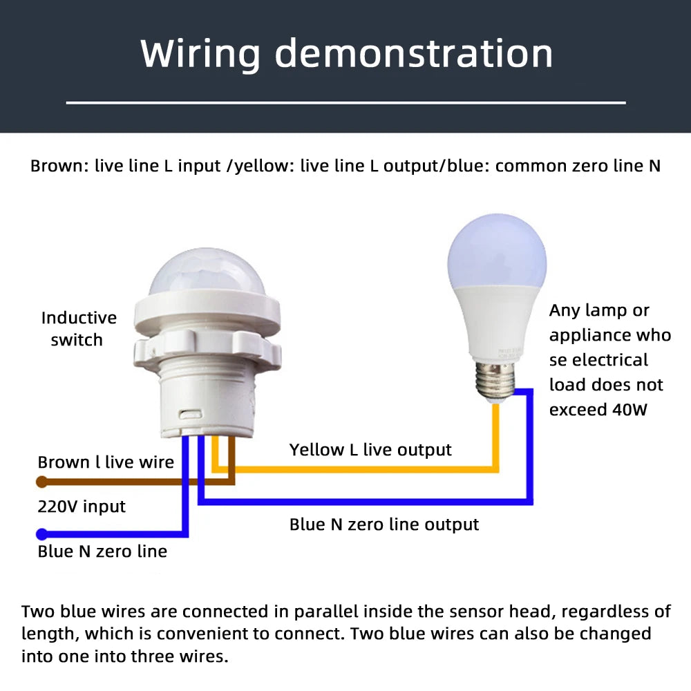 2PCS Automatic Sensor Light Switch LED Human Body Sensor Infrared Sensor Detection Infrared PIR Probe LED Body Sensor Switch