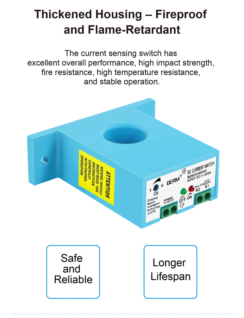 BEMD200 DC Current Sensor 1-200A 10-30VDC Current Transformer Overcurrent Protection Relay Current Detection Switch PLC