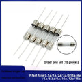 20Pcs 3.6*10 3*10 4*11 Glass fuse Fast/Slow blow 250V 0.5A 1A 2A 3A 3.15A 4A 5A 6.3A 10A 15A with legs F/T type 3.6x10 3x10 4x11