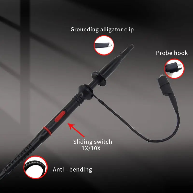 P2060 BNC Oscilloscope Probes Kit with Switchable 1X/10X Test Clips - High Precision Measurement