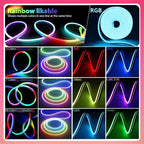 24V Addressable Neon Led Ribbon 5M 10M 15M 20M Bluetooth Led String Lights Waterproof Outdoor Lighting Rgbic Strip Neon Rgb Tape