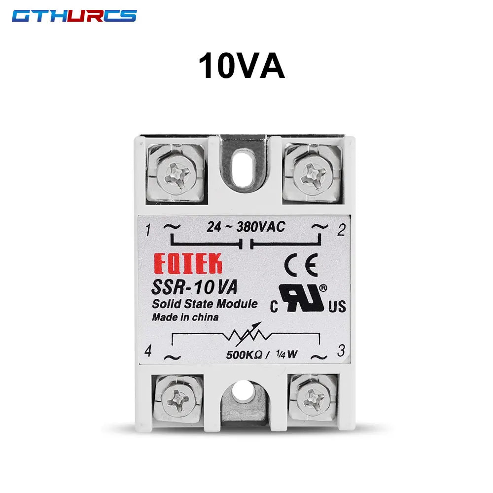 SSR 10VA 25VA 40VA  Solid State Relay Voltage Regulator 24-380V AC Output with Potentiometer 10A 25A 40A