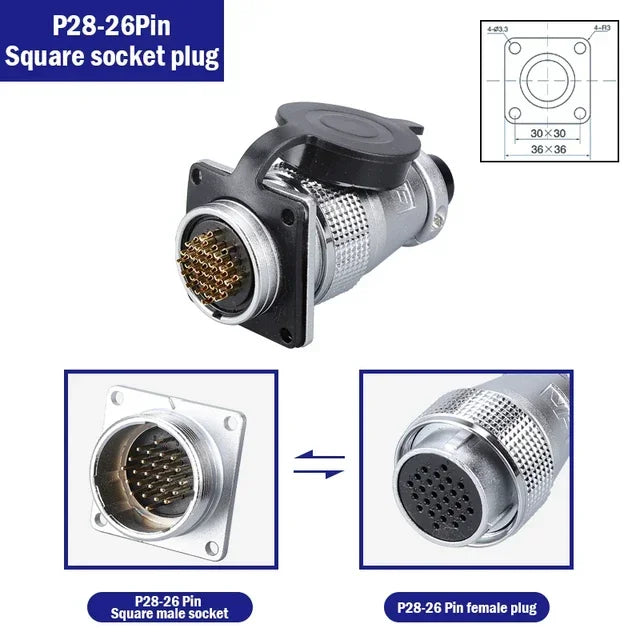 PLS28 P28-2/3/4/5/7/8/10/12/16/17/20/24/26 Pin Aviation Connector Plug WS28 Male Female Plug Socket Connector