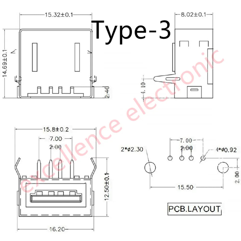 5/10Pcs Double USB Type A Female Solder Jacks Connector PCB Socket USB-A Type 90 Degrees / 180 Degrees Adapter