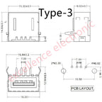 5/10Pcs Double USB Type A Female Solder Jacks Connector PCB Socket USB-A Type 90 Degrees / 180 Degrees Adapter
