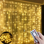 USB Powered Christmas Fairy Curtain Lights with Remote 8 Modes for Holiday Bedroom Wedding Xmas Tree and Window Decorations