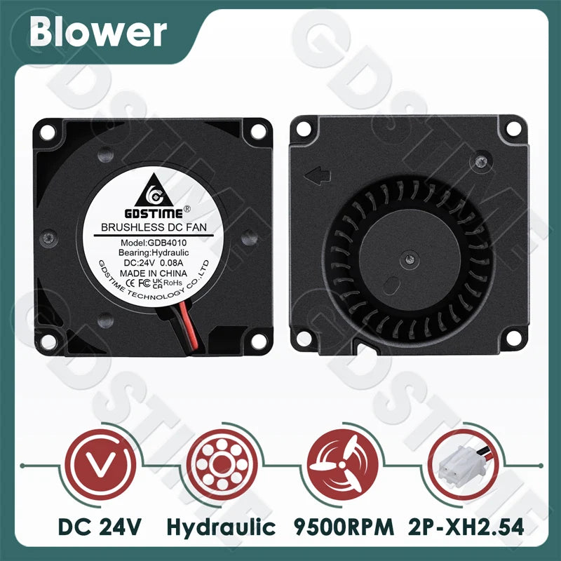 Gdstime 4010 Fan 24V 12V 5V 40MM*10MM DC Brushless Blower Fan 40MM Radial Fan 4CM Turbo Radiator for 3D Printer Accessories Part