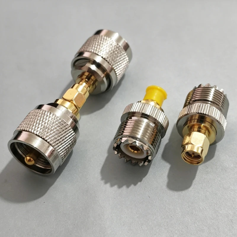SMA to UHF PL259 SO239 RF Coaxial Adapter Converter Kit 50 Ohm Low Loss Connector for Amateur Radio WiFi/Antenna/Signal Booster