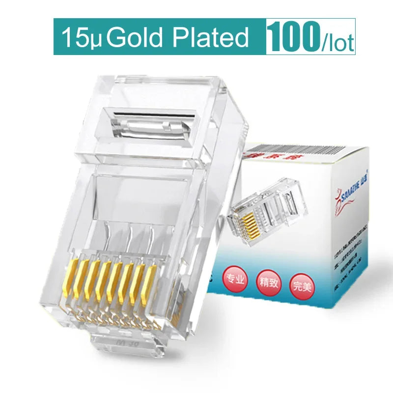SAMZHE CAT6 UTP 50U RJ45 Modular Plug Connector 8P8C Crimp End Ethernet Cable Ethernet Connector
