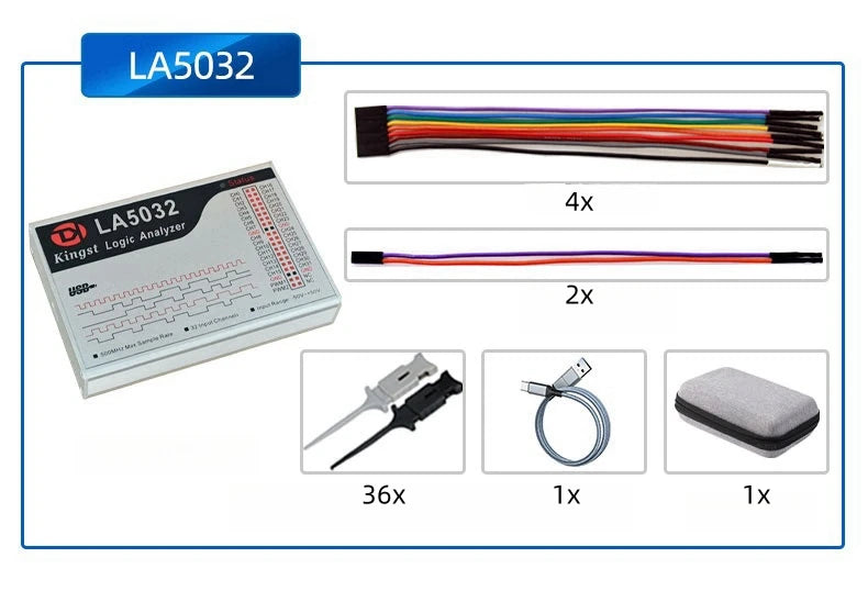 New LA5032 USB Logic Analyzer 32CH 500MHz 10B Samples Debug Tool