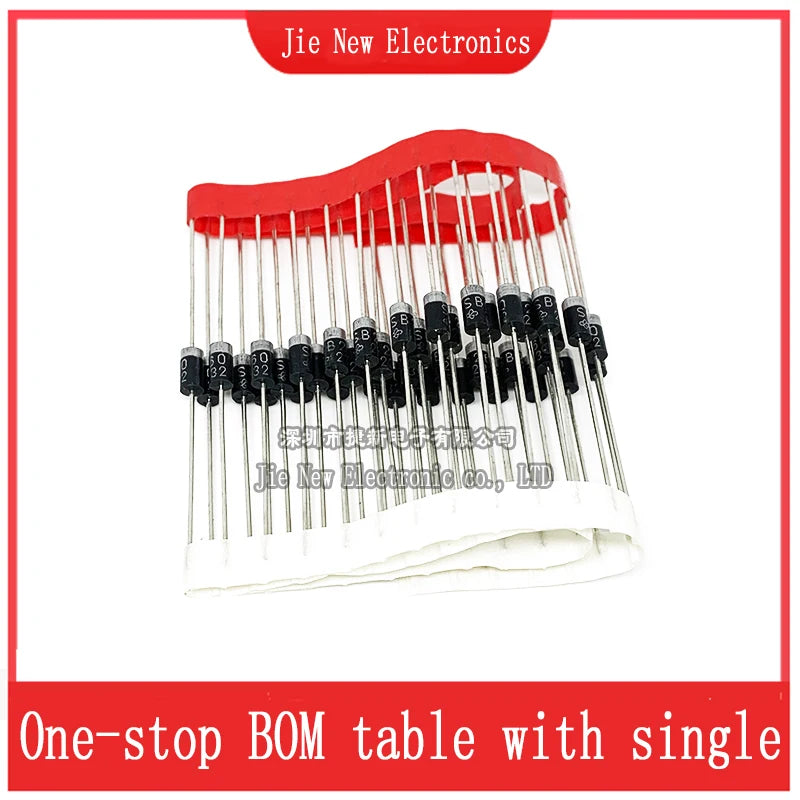 20PCS SB120 SB130 SB140 SB150 SB160 SB180 SB1100 SB1200 SB240 SB260  SB2100 SB2200 DIP Schottky Rectifiers