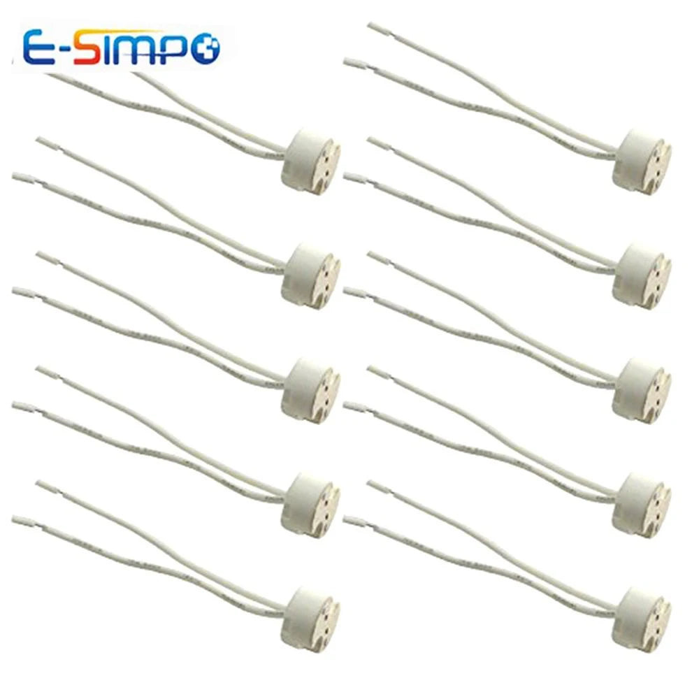 6pcs Bi-Pin Base, G4, G6.35, GY6.35, GX5.3 MR16, GZ4 MR11, GU5.3, G5.3, Halogen Incandescent Led Socket Ceramic Body Lamp Holder