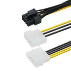 8Pin Male to Dual 4Pin Female PCIe Molex Power Cable High Compatibility for All Major Brand Graphics Cards