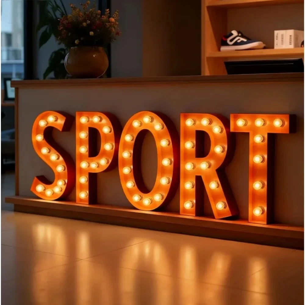 Custom Bulb Letters Metal Light  Marquee Signs Custom Business Illuminated Signs Ideal Shop Decor Custom Vintage Light Up Wall