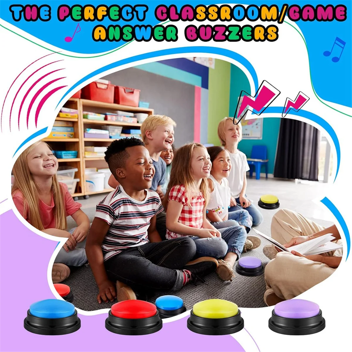 8 PCS Answer Buzzers Button Answer Buzzer Game Show Buzzer Recordable Button Classroom Buzzers for Christmas Team Party