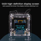 ESP8266 Mini Electronic Clock DIY Kit 0.96-inch OLED Display Supports 2.4GHz Wi-Fi Connectivity Enclosed DIY Soldering Kit