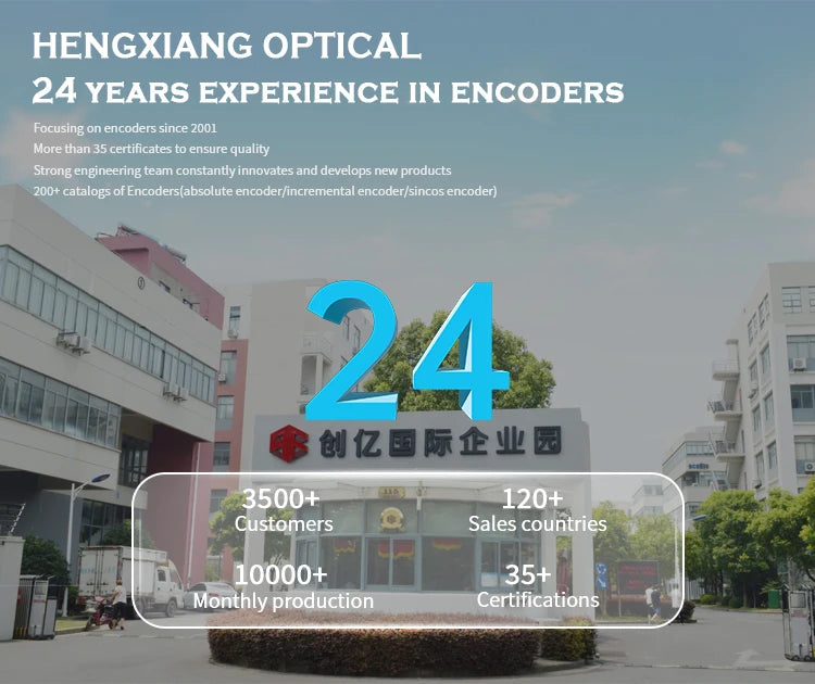 Hengxiang 14/15/19/20/24mm Hollow Shaft Absolute Rotary Encoder Single Turn 17-24 Bit IP50 Protection 6000min-1 Response