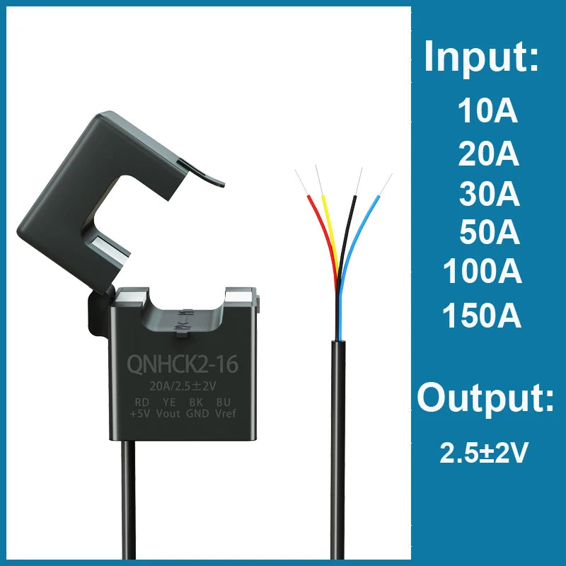 Hall Effect Current Transducer QNHCK2-16 DC 10A 20A 30A 50A 100A 2.5V 2V CT Clamp Current Transformer Split Core Current Sensor