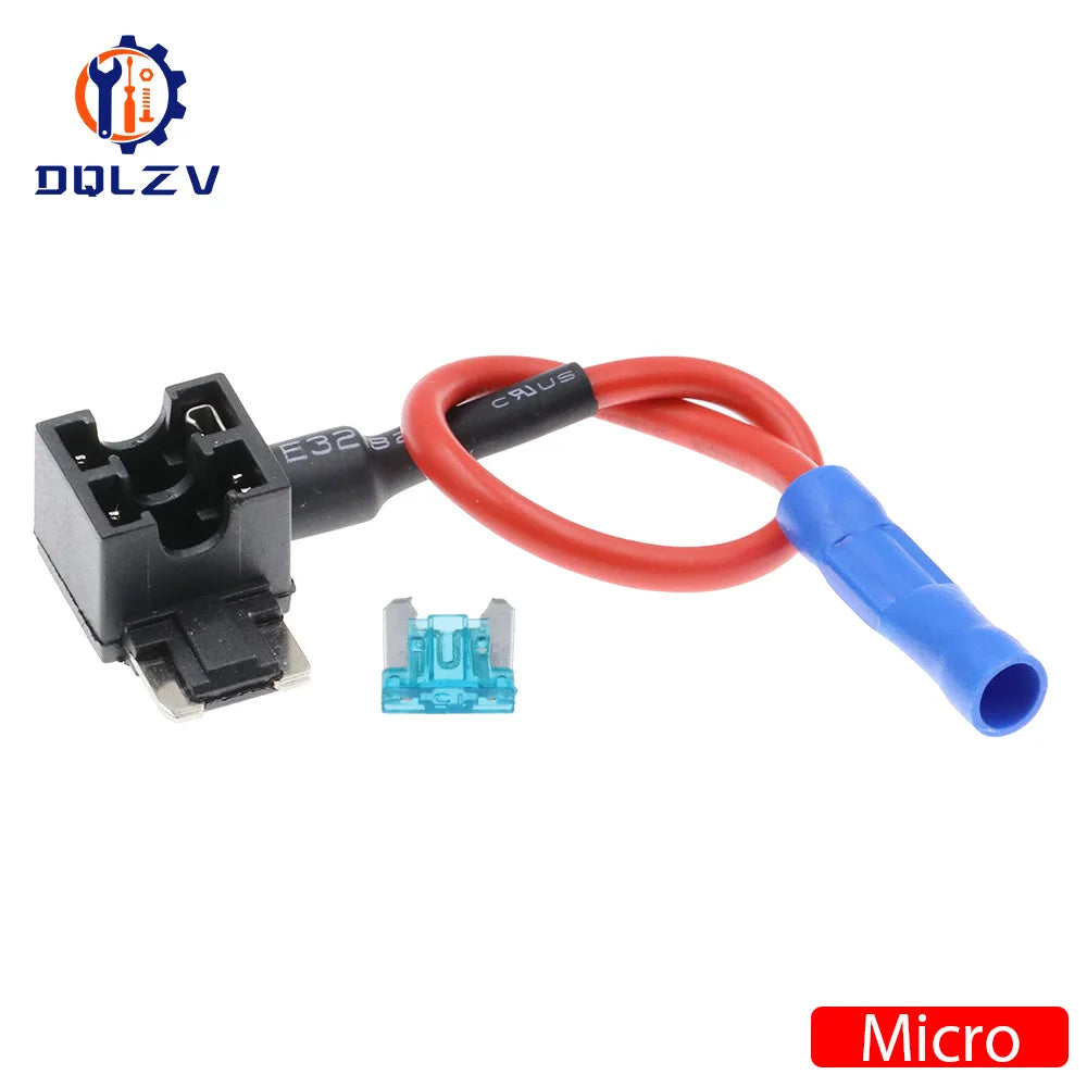 12V Fuse Holder Add-a-circuit TAP Adapter Micro Mini Standard Ford ATM APM Blade Auto Fuse with 10A Blade Car Fuse with holder