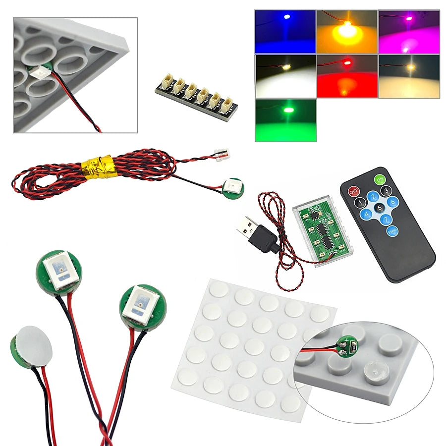 DIY 0.8mm Pin 1x1 1x2 1x4 Length 50cm SMD LED 2835  Remote Control Building Block Flash Lamp City Street Light Bricks